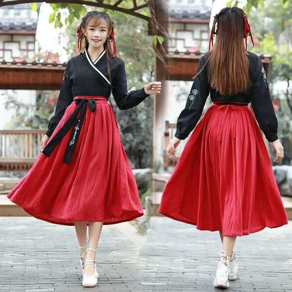 New Hanfu Women&#39;s Dress Top Skirt Casual Chinese Dress Korean ...