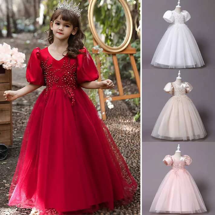 New Kids Flower Girls Bridesmaid Wedding Princess Tulle Dress ...