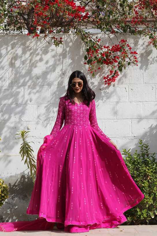 New Party Wear Look Pink Gown With Plazzo &amp; Dupatta Set – Prititrendz