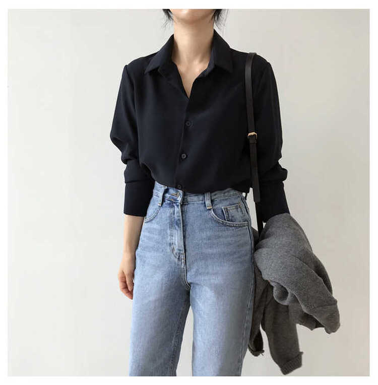 New Solid Satin Shirt Girls Korean Style Spring Autumn Loose ...