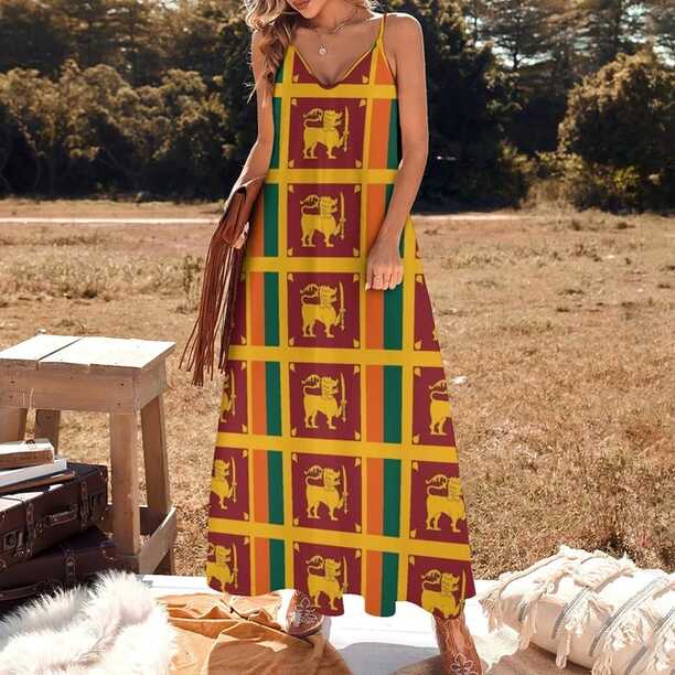 New Sri Lanka flag Sleeveless Dress women&#39;s evening dresses ...