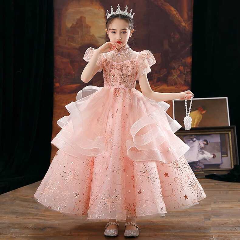 New Style Dresses For Girls Elegant Pageant Ball Gown Flower Kid ...