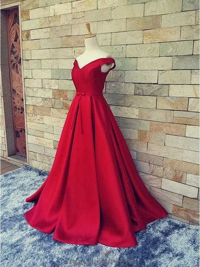 New Style Red Satin Prom Dress 2022 Evening Dress Girls Formal ...