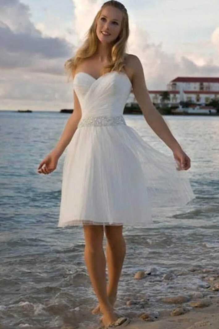 New Sweetheart Bead Sash Short Casual Beach Wedding Dresses Bridal ...