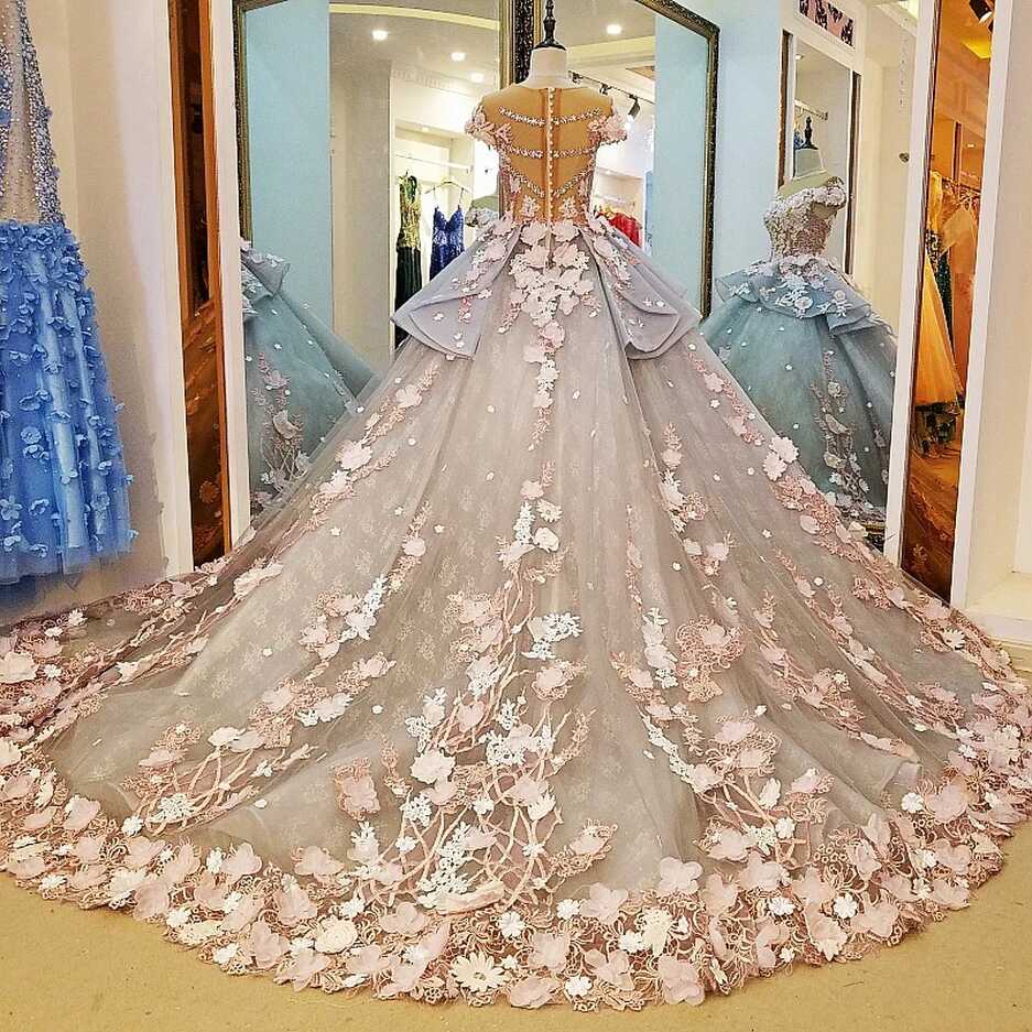 New Tailed Grey Ball Gown Princess Dress Evening Gown 2018 - China ...