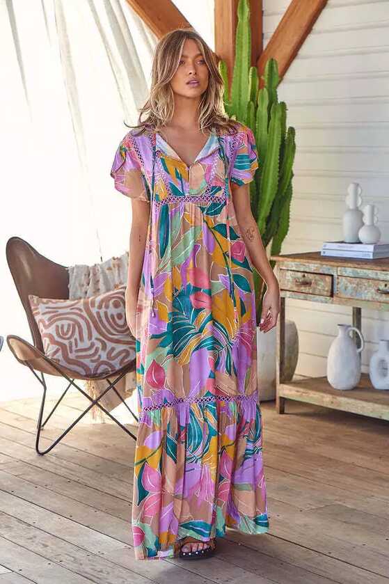 New Women&#39;s Valerie Maxi Dress Matisse Print Jaase Boho Fashion ...