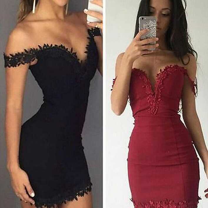 New Women Sexy Off Shoulder Cocktail Party Evening Lace Short Mini ...