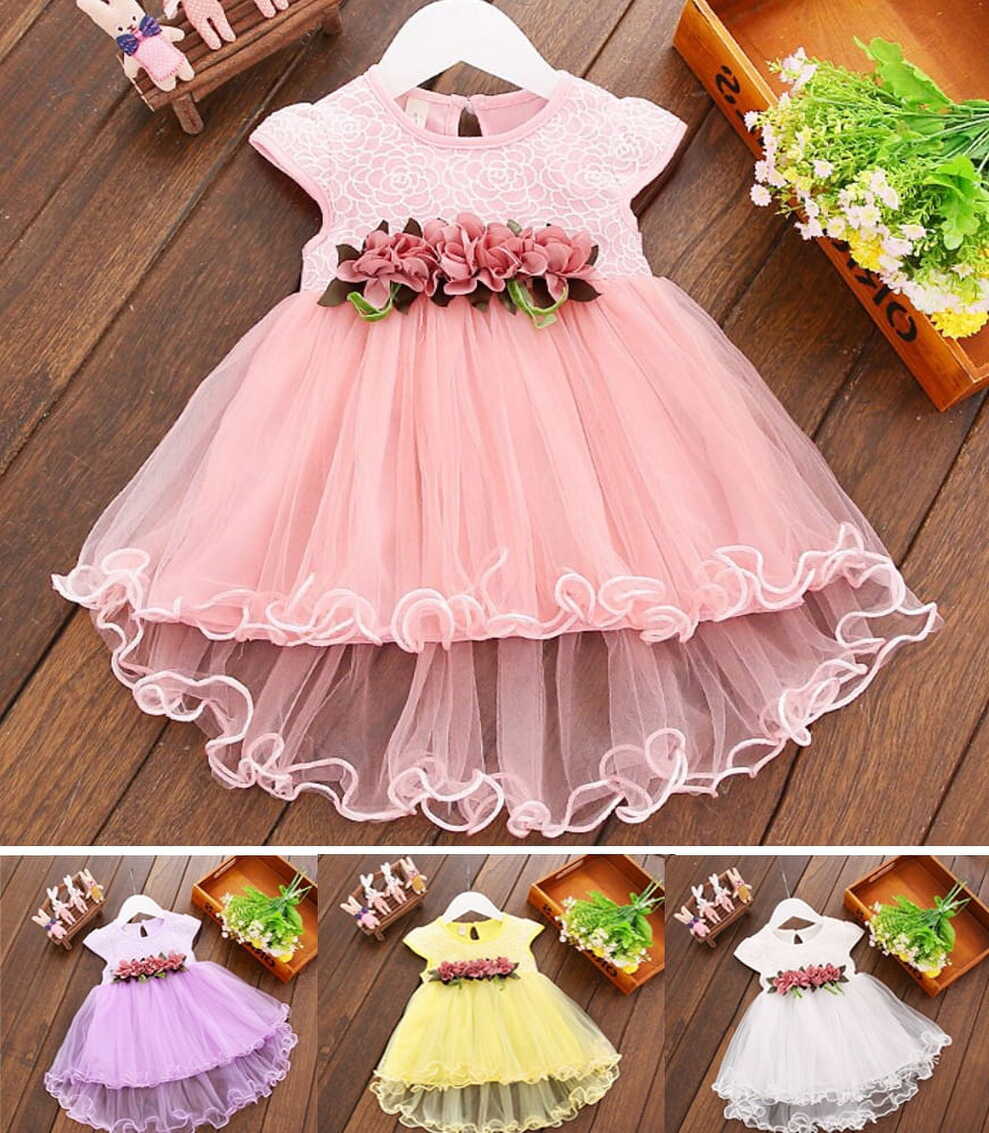 Newborn Baby Girl Princess Dress Bowknot Lace Wedding Tutu Dresses ...