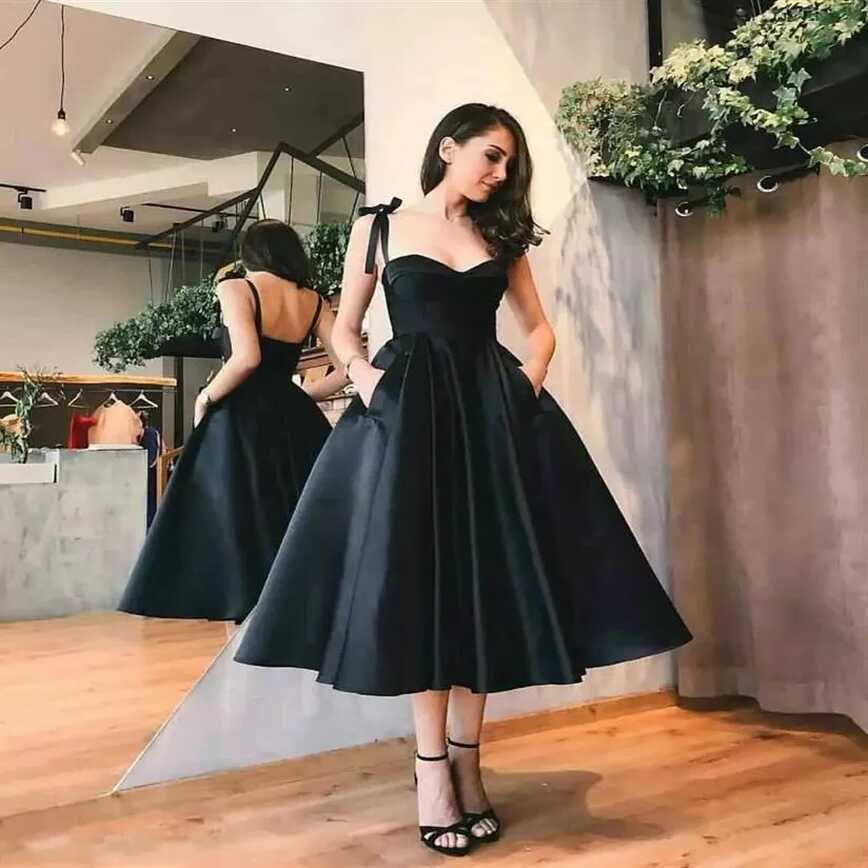 Newest Classic Design 2019 Little Black A Line Cute Black Prom ...