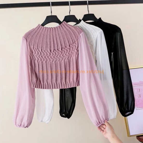 Newest Lady Fancy Loose Round Collar Long Sleeve Patchwork Slim ...