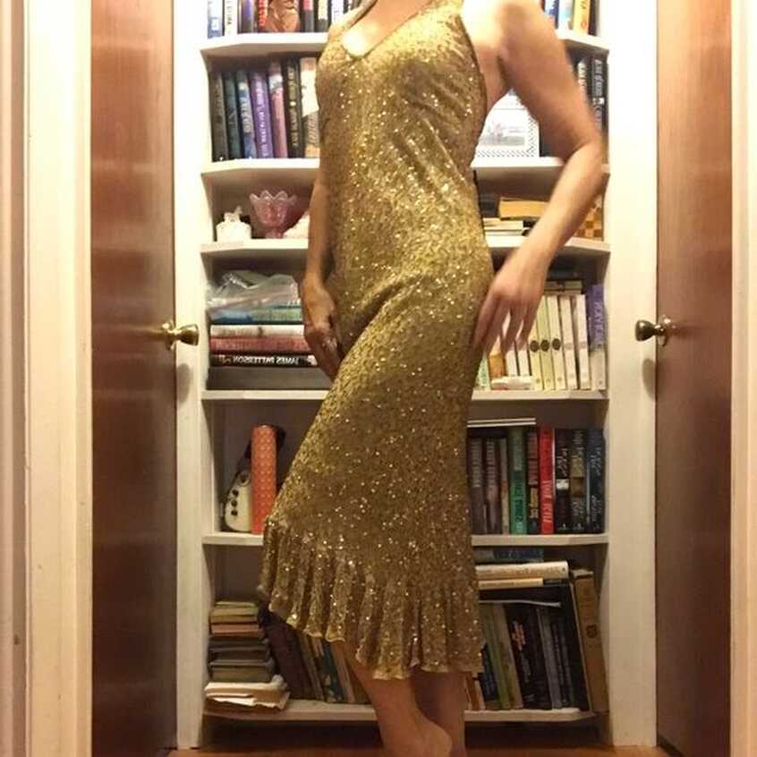 Newport News Dresses | Gorgeous Gold Sequined Cocktail Dress ...