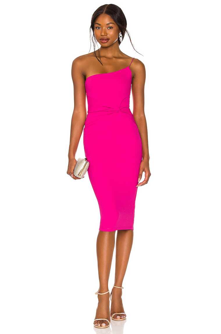 Nookie Lust One Shoulder Midi Dress in Neon Pink | REVOLVE