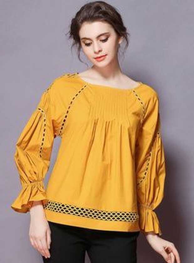 O-neck Lantern Sleeve Loose Blouse | Casual wear dress, Girls ...