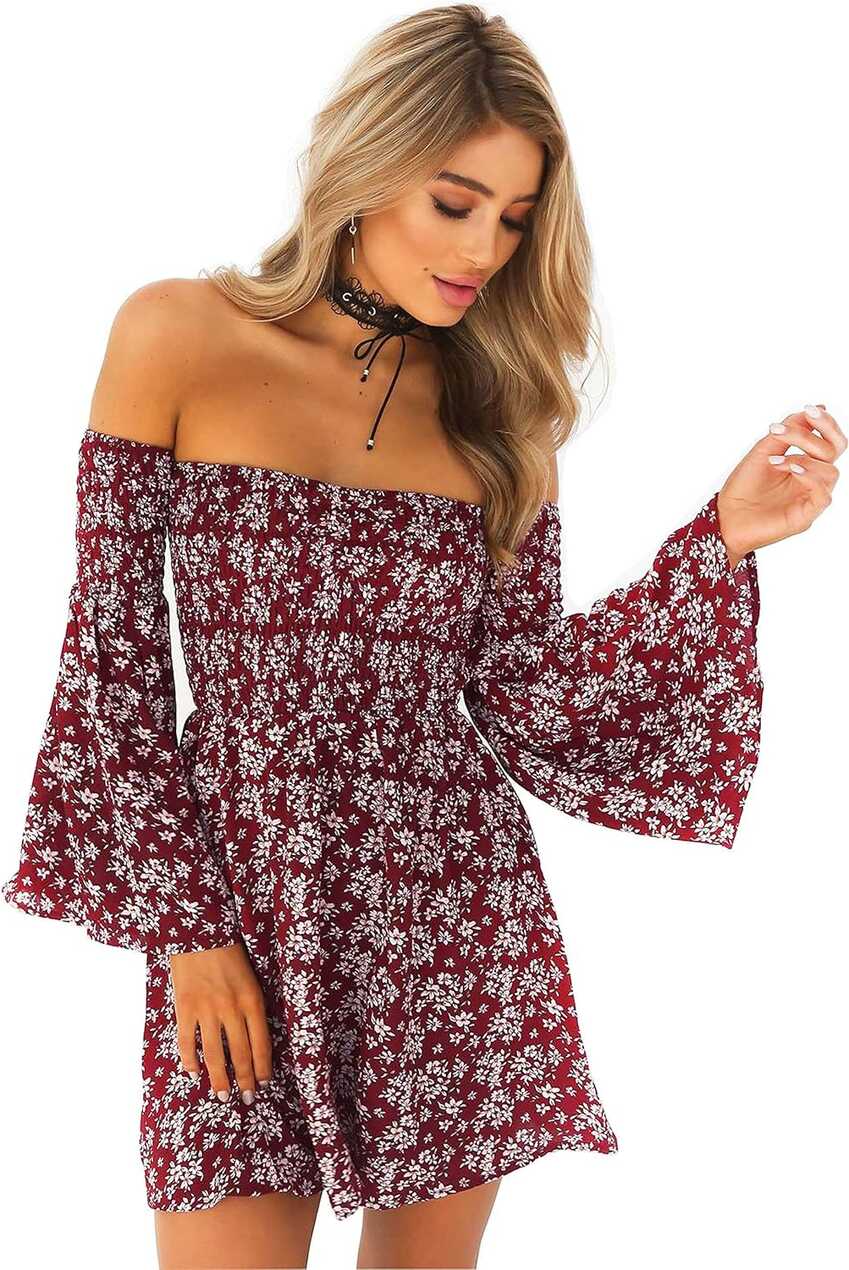 ONEYIM Women&#39;s Off Shoulder Floral Long Sleeve Mini India | Ubuy