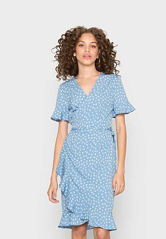 ONLY ONLOLIVIA WRAP DRESS - Day dress - allure fiona/light blue ...