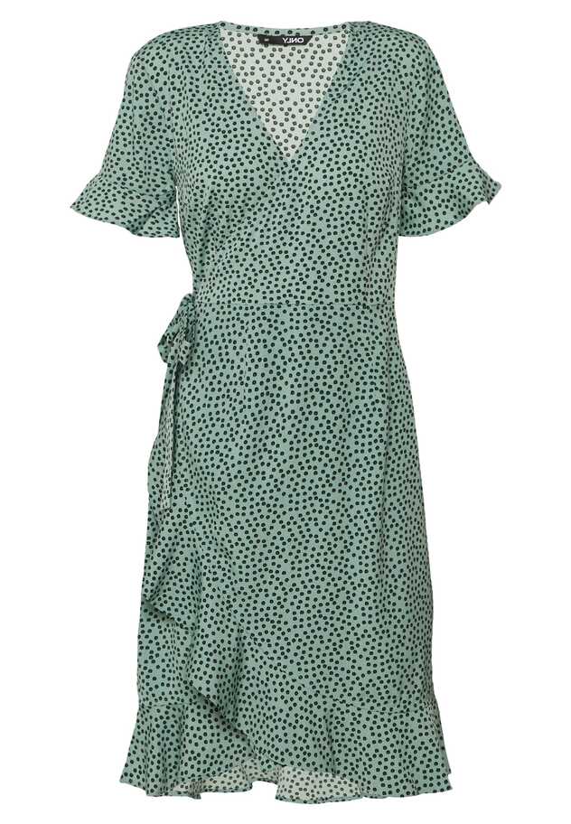 ONLY ONLOLIVIA WRAP DRESS - Day dress - green/black/green - Zalando