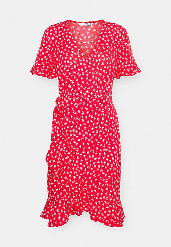 ONLY ONLOLIVIA WRAP DRESS - Day dress - mars red/red - Zalando.co.uk