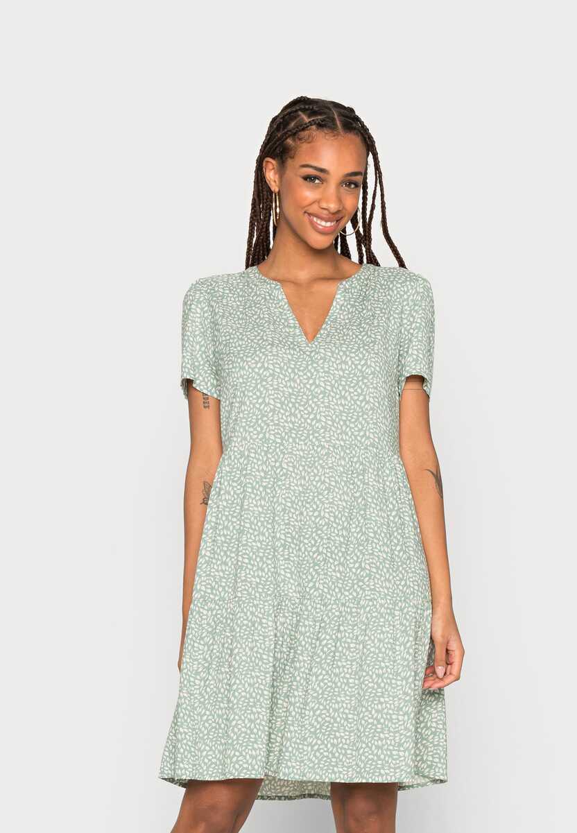 ONLY ONLZALLY LIFE THEA DRESS - Day dress - green/white/green ...