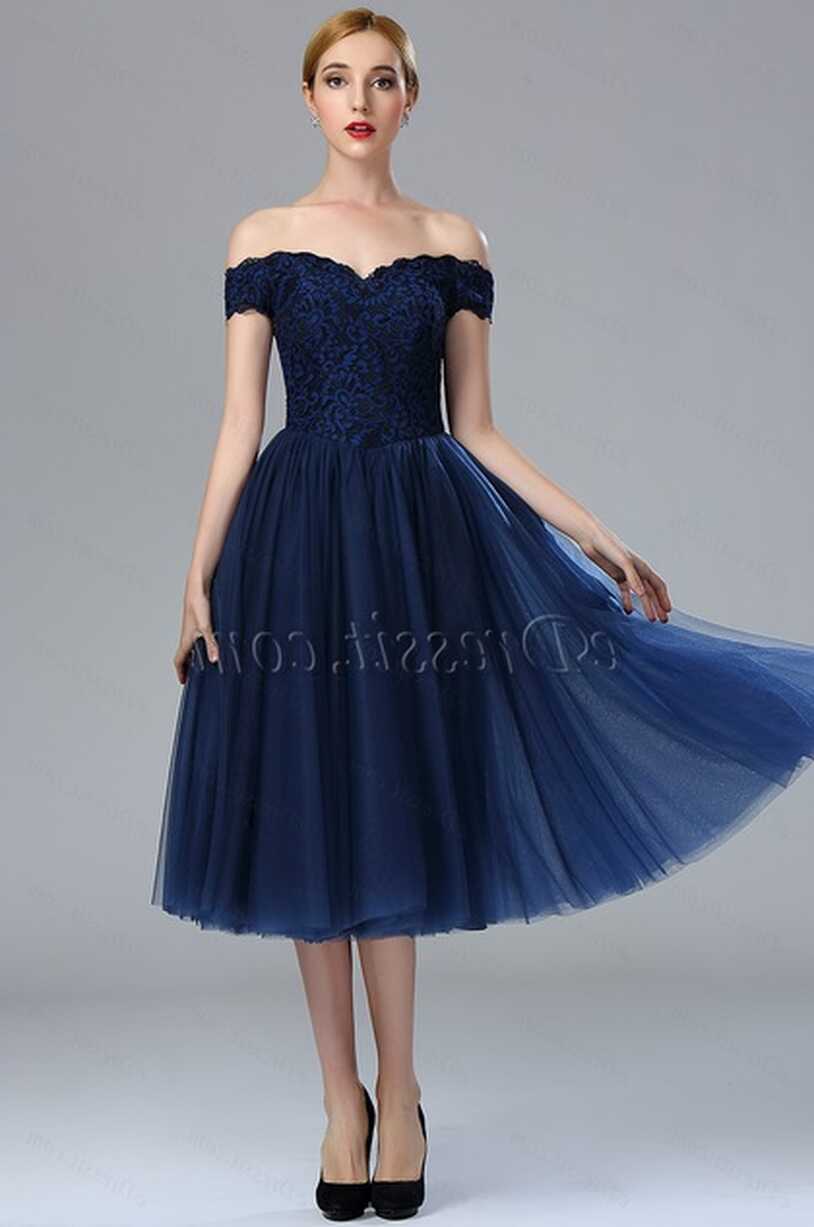 Off Shoulder Blue Lace Cocktail Party Dress (04173105) - eDressit