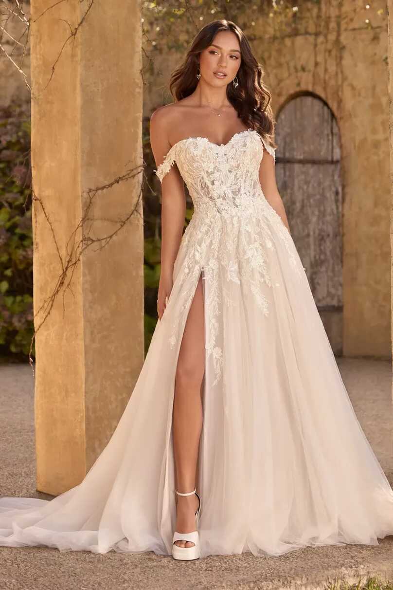 Off-Shoulder Floral Wedding Dress