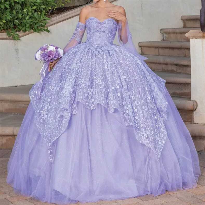 Off Shoulder Purple Princess Lilac Dress For Quinceanera With ...