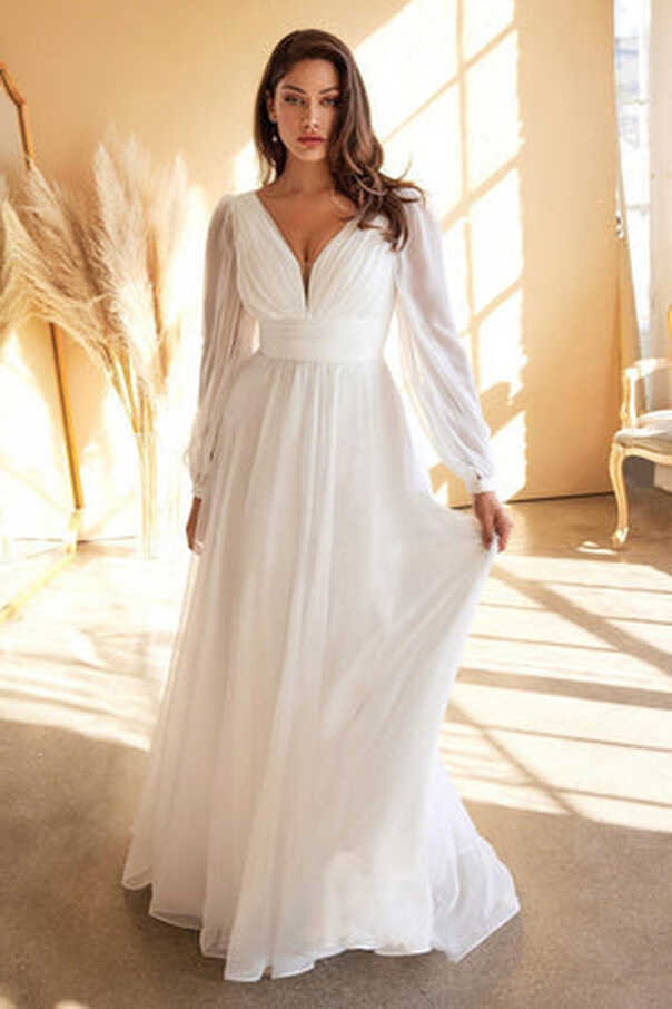 Off White Cinderella Divine CD0192W Flowy Long Plus Size A Line ...