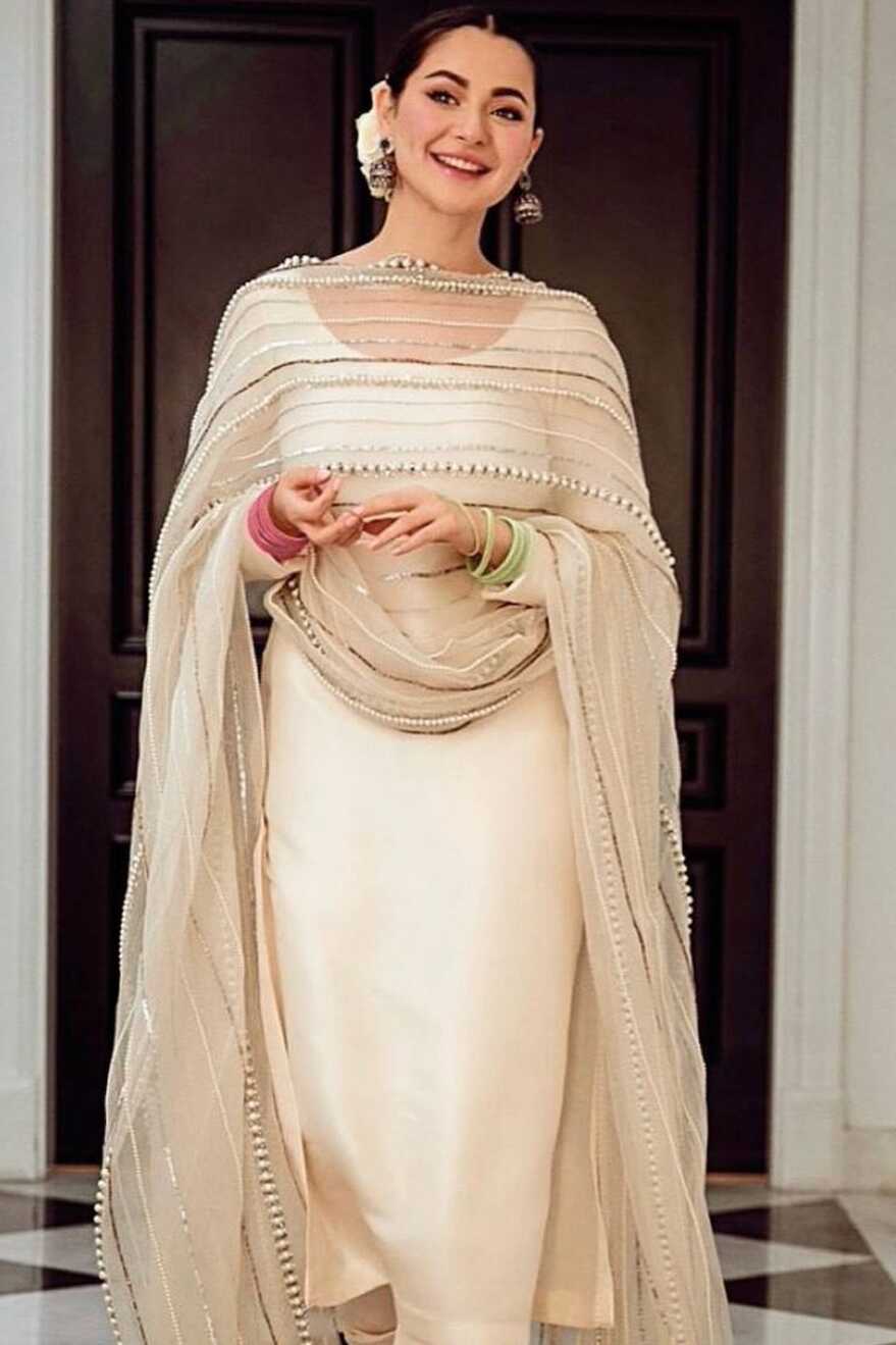 Off White Pure Dal Satin Cotton Plain Salwar Suit