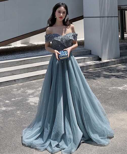 Off shoulder evening dress, new, noble elegant temperament party ...