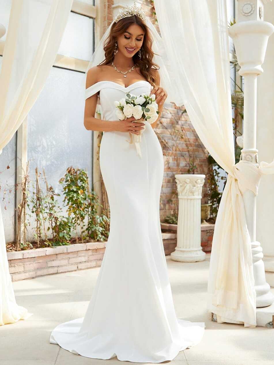 Off the Shoulder Mermaid Corset Outdoor Wedding Dress - Ever-Pretty US