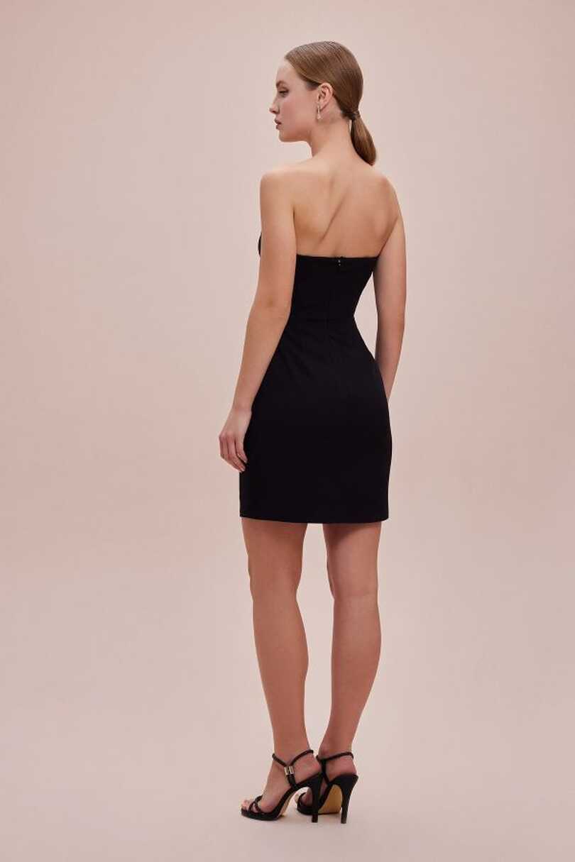 Oleg Cassini Black Strapless Mini Dress - Trendyol