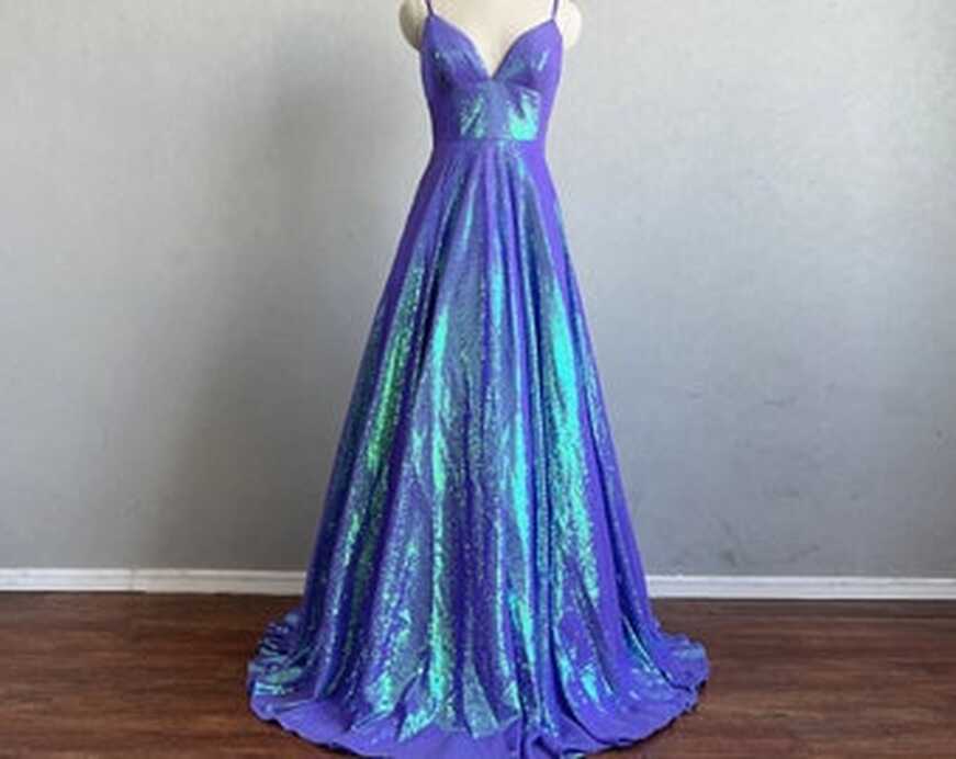 Ombre Neon Purple Prom Dress Corset Back 2023 Spaghetti Straps ...