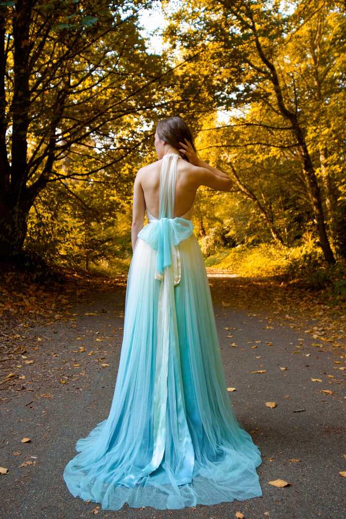 Ombre Wedding Dress, Blue Wedding Dress, Tulle Wedding Dress, Boho ...