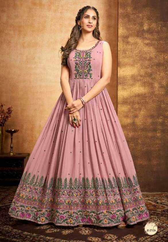 Onion Pink Color Party Wear Designer Gown :: ANOKHI FASHION