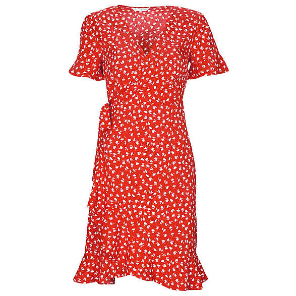 Only ONLOLIVIA S/S WRAP DRESS Red - Fast delivery | Spartoo Europe ...