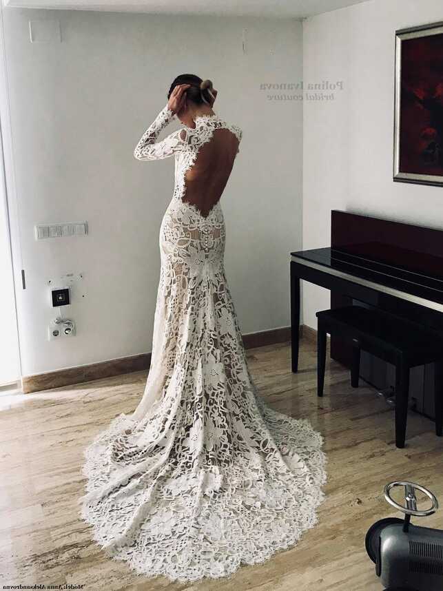 Open Back Wedding Dress, Lace Wedding Dress, Boho Wedding Dress ...