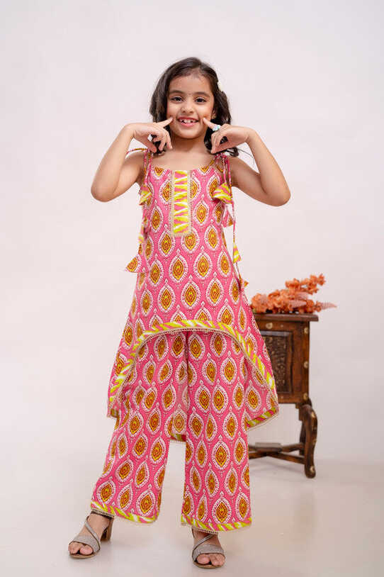 Orange Coloured Pure Cotton with Beautiful Print &amp; Embroidery Work ...