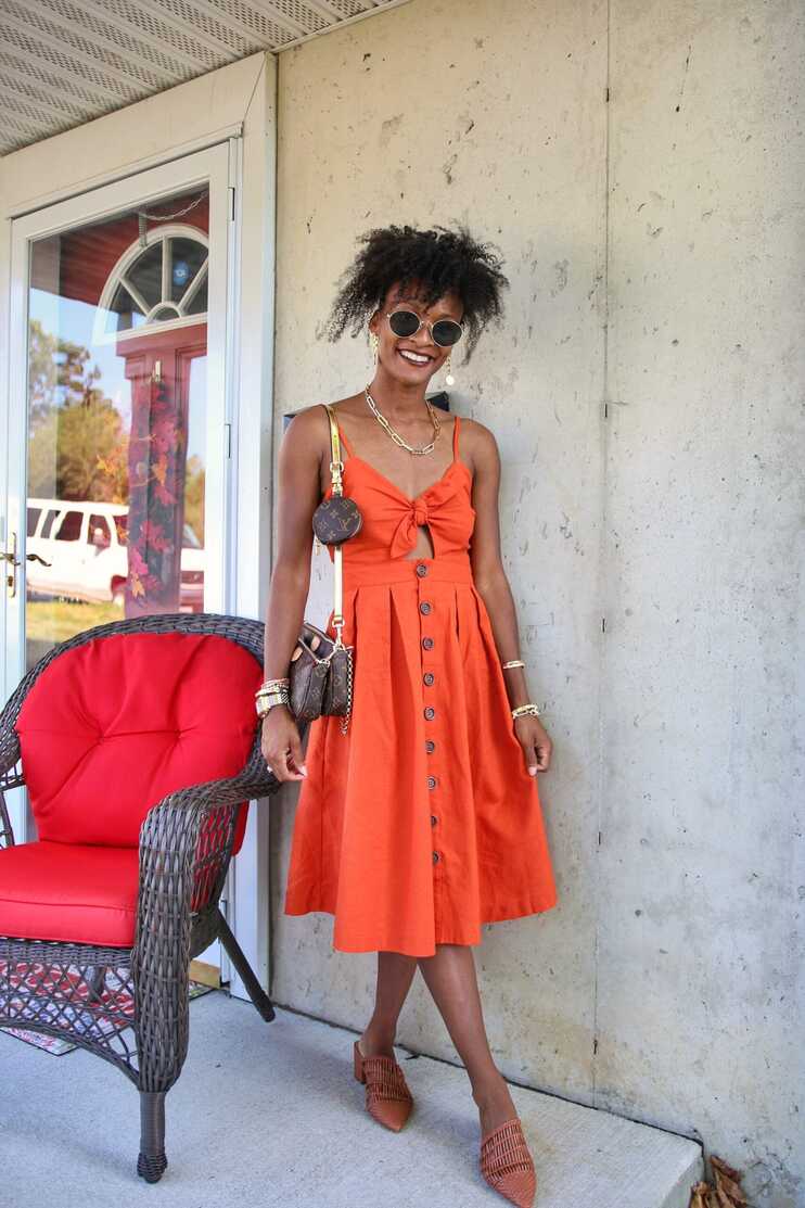 Orange Linen Dress - Vida Fashionista