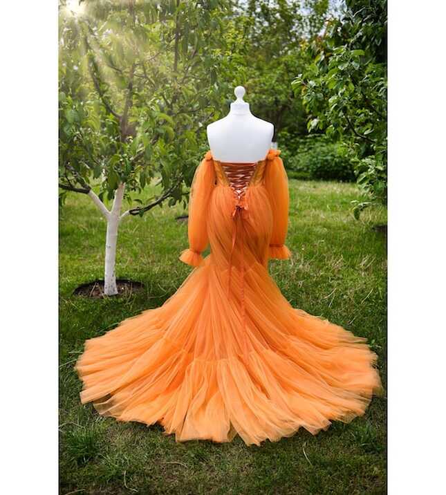 Orange Tulle Dress Prom Orange Dress Floor Orange Dress Orange ...