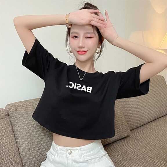 Oversized Crop Top Loose Shirt short sleeves Women Graphic Loose ...