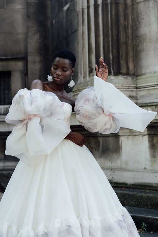 Painted floral wedding dresses are blooming this bridal fashion week