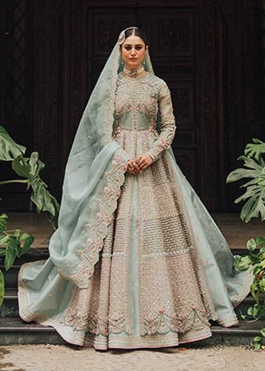 Pakistani Bridal Walima Wear in Turquoise Color #Y6185 - Custom