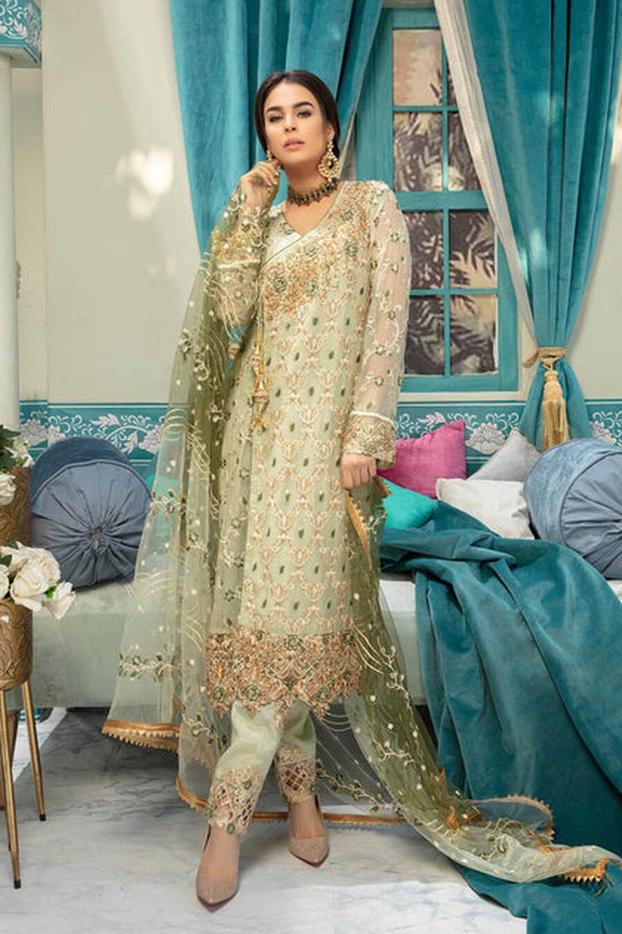 Pakistani Eid Dress For Girls Fully Chiffon Embroidered – Nameera ...