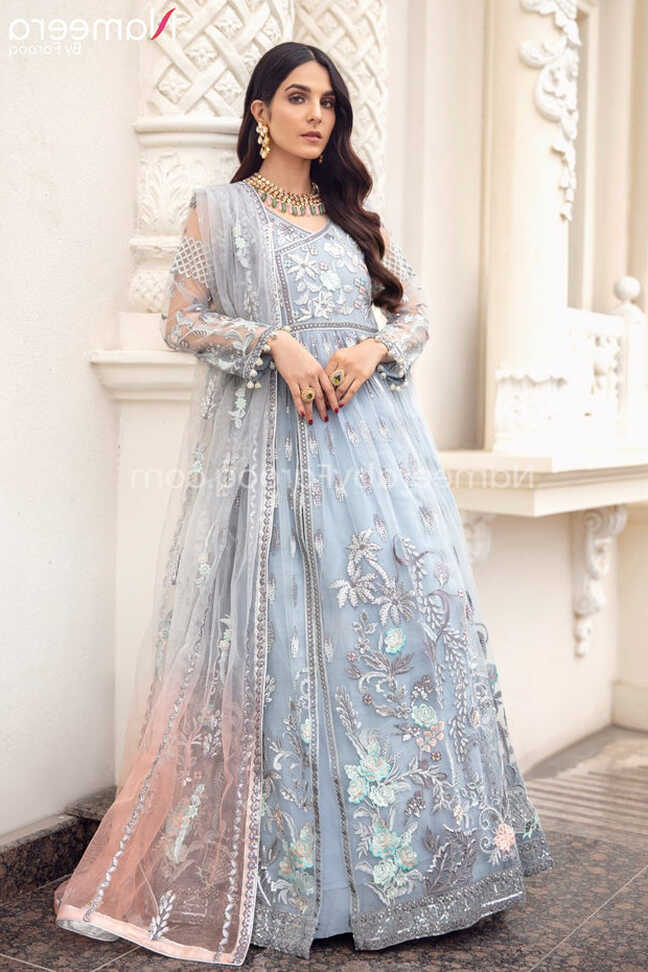 Pakistani Grey Floral Maxi Dress for Party 2021 Online – Nameera ...