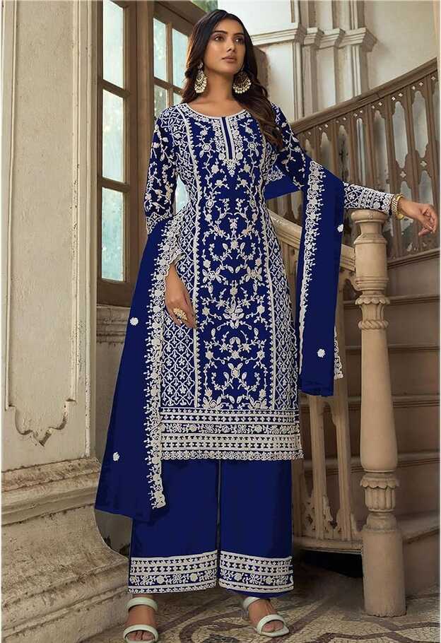 Pakistani Indian Wedding Guest Wear Stitched Straight Shalwar ...