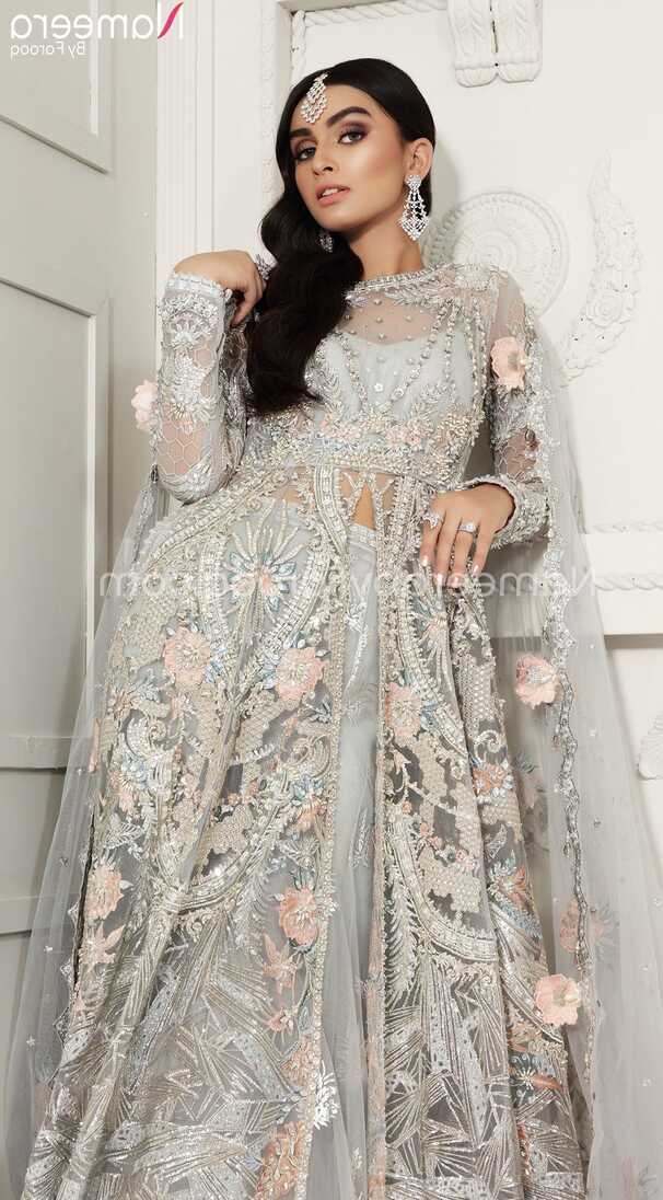 Pakistani Maxi Dress for Wedding with Embroidery #BR124 - LARGE