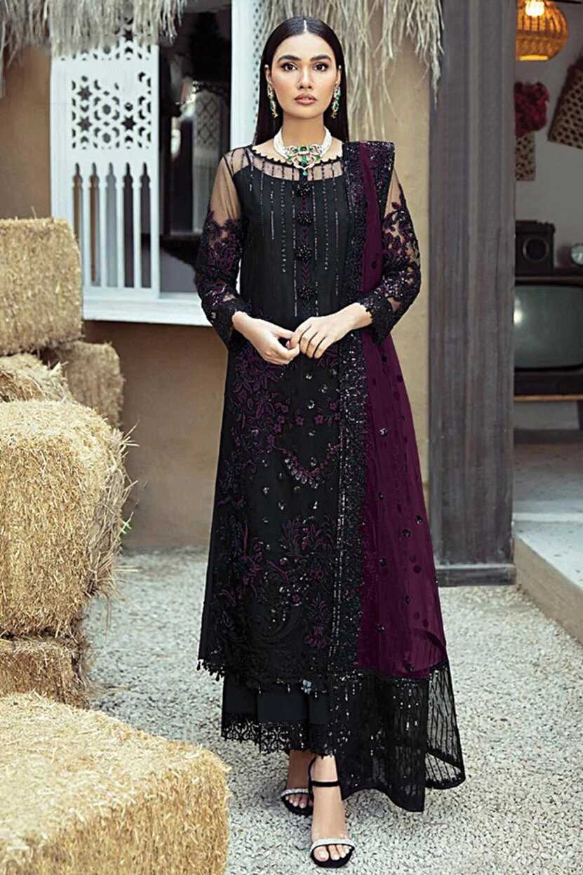 Pakistani Style Black Multi Thread Work Dress