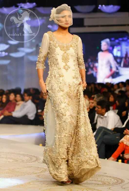 Pakistani Walima Maxi Dress - Off White Double Layer Maxi