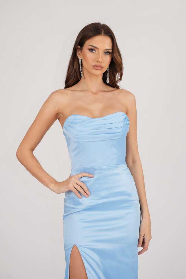 Palma Strapless Satin Maxi Dress - Baby Blue – Noodz Boutique