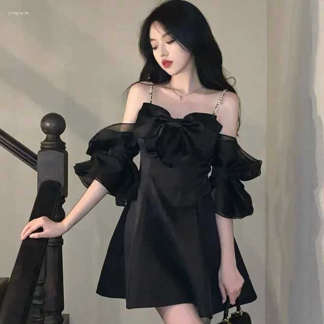 Party Dresses Deeptown Korean Style Black One Piece Dress Women ...