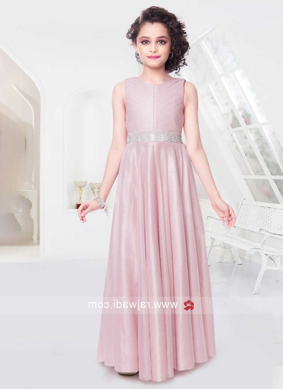 Party Wear Baby Pink Glitter Gown